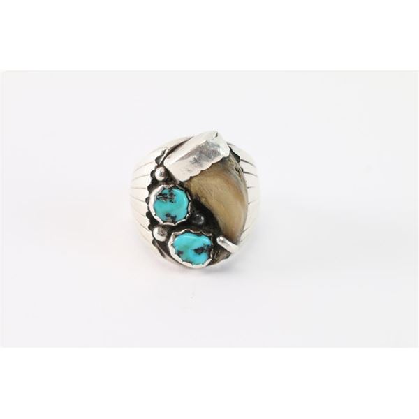 Bear Claw & Turquoise Ring.