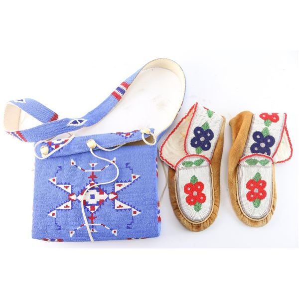 Arapaho Beaded Bag & Moccasins