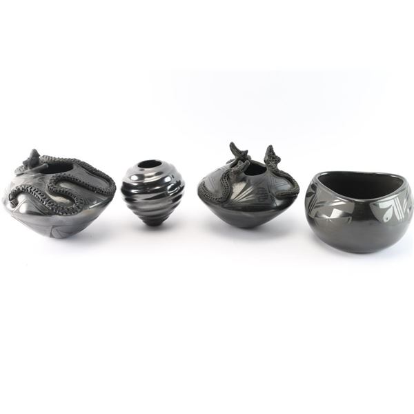Lot of 4 Blackware Pots