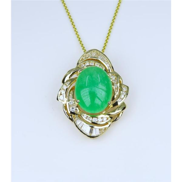 Gorgeous Fine Jade and Diamond Pendant.