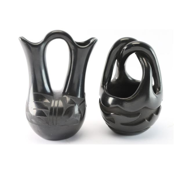 Lot of 2 Santa Clara Blackware Pots.