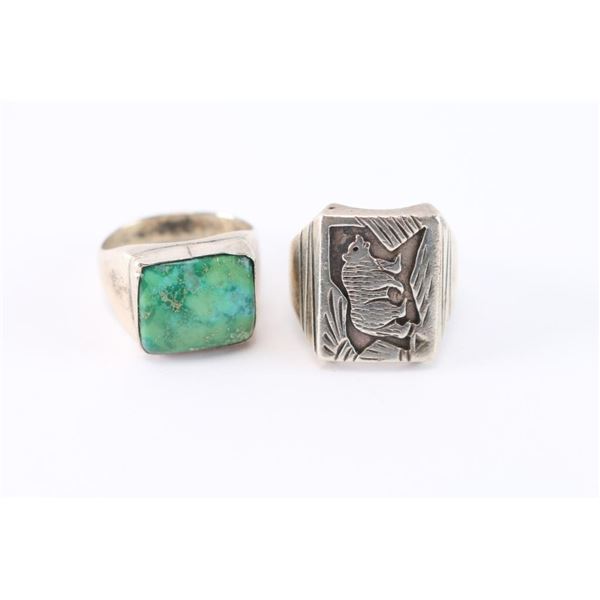 Two Navajo Sterling Silver Men's Rings.