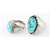 Image 2 : Lot of 2 Men's Turquoise & Sterling Rings.