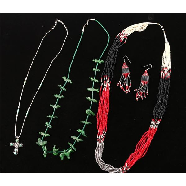 Lot of 3 Necklaces & 1 Pair Earrings.