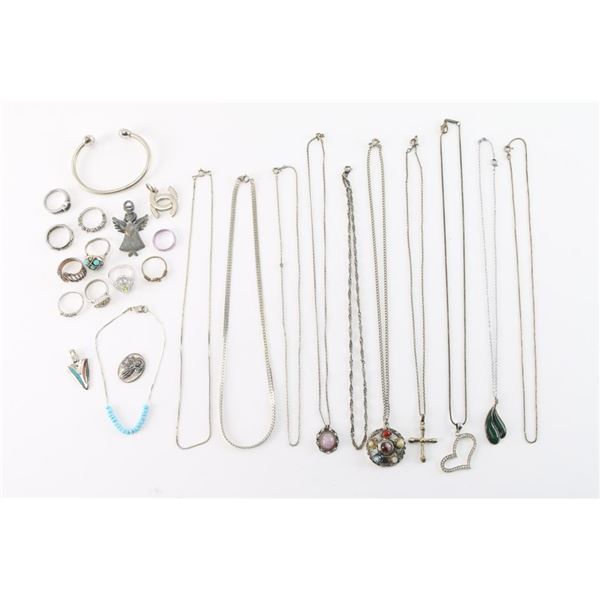 Lot of Silver Tone Jewelry.