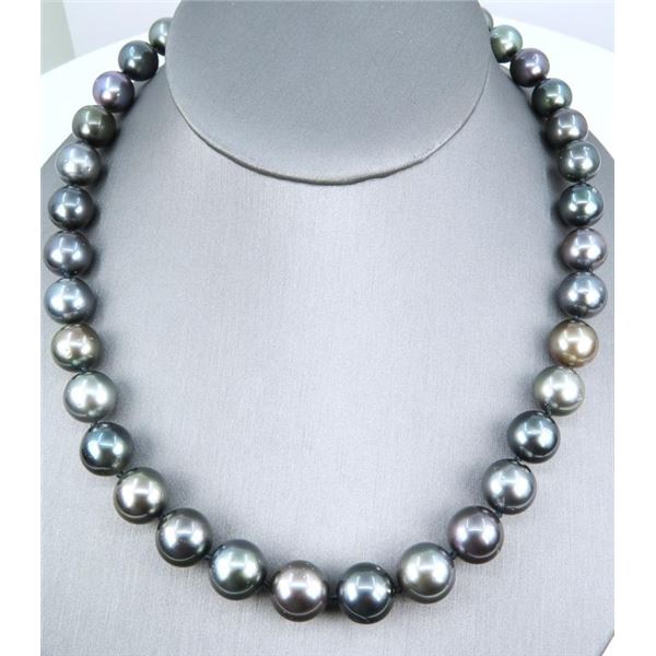 Large Tahitian Black Pearl Necklace.