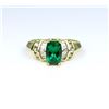 Image 1 : Chatham Created Emerald & Diamond Ring.