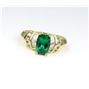 Image 2 : Chatham Created Emerald & Diamond Ring.
