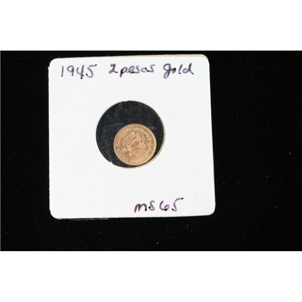 1945 Gold 2 Pesos Coin
