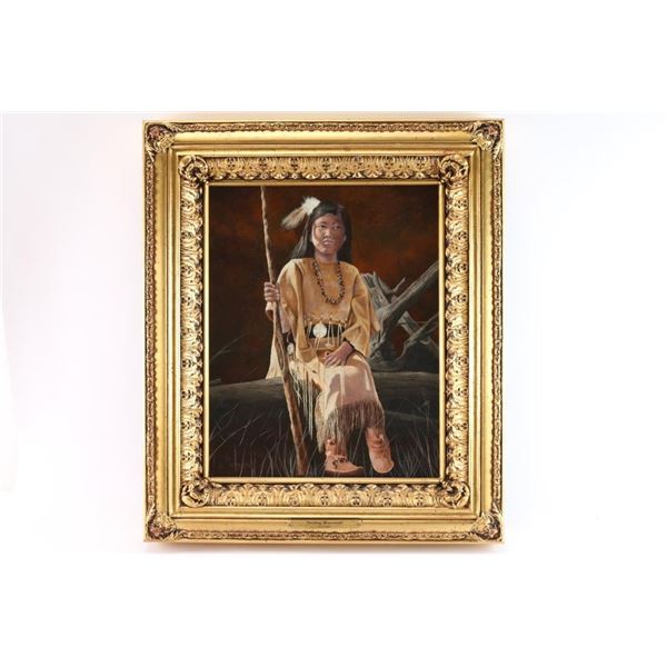 Original Oil on Canvas of Native Girl.