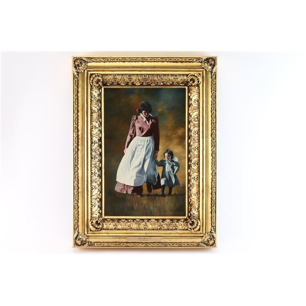 Original Oil on Board of Mother & Child.