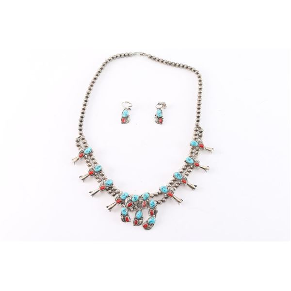 Turquoise & Coral Squash Blossom.