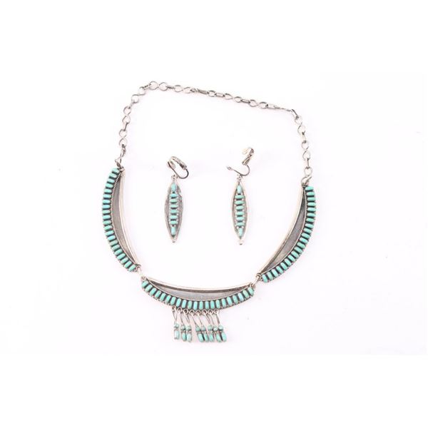 Zuni Turquoise Necklace & Earrings.