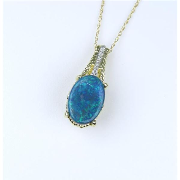 Australian Black Opal & Diamond Pendant.
