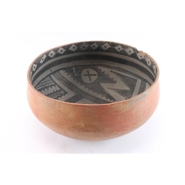 Large Authentic Gica Polychrome Bowl.