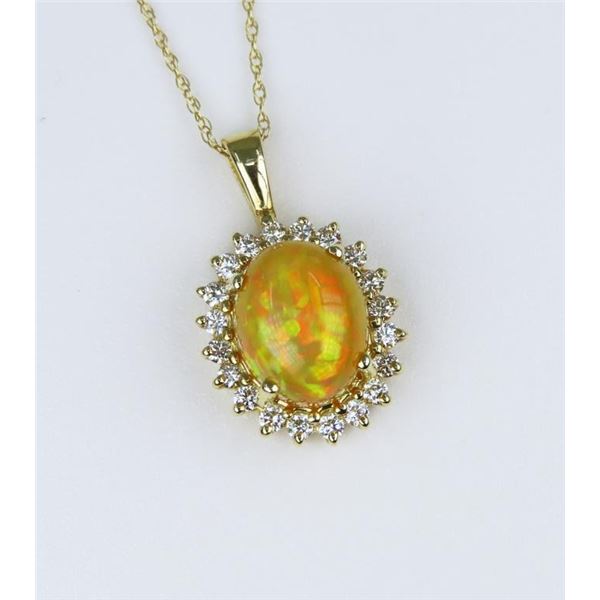 Welo Ethiopian Opal & Diamond Pendant.