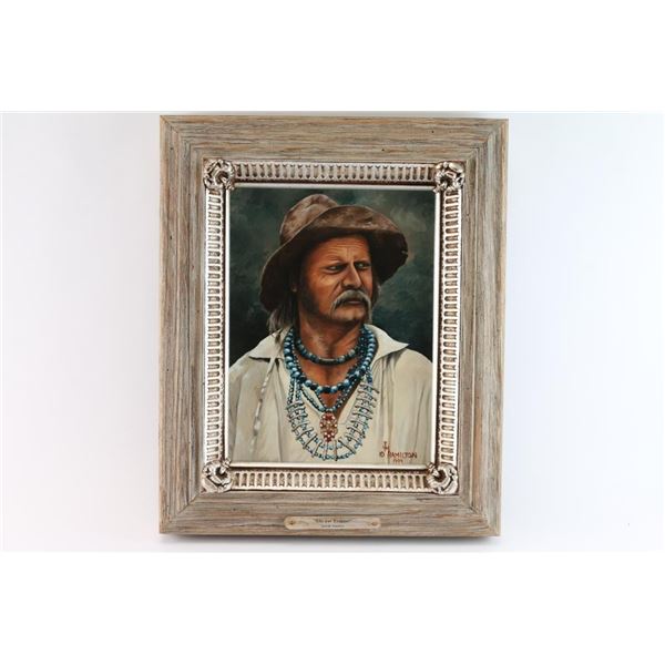 Oil on Board of Trapper in Turquoise.