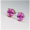 Image 1 : Natural Vivid Pink Sapphire Stud Earrings.