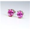 Image 2 : Natural Vivid Pink Sapphire Stud Earrings.