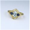 Image 1 : Aquamarine, Blue Sapphire & Diamond Ring.