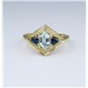 Image 2 : Aquamarine, Blue Sapphire & Diamond Ring.