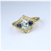 Image 3 : Aquamarine, Blue Sapphire & Diamond Ring.