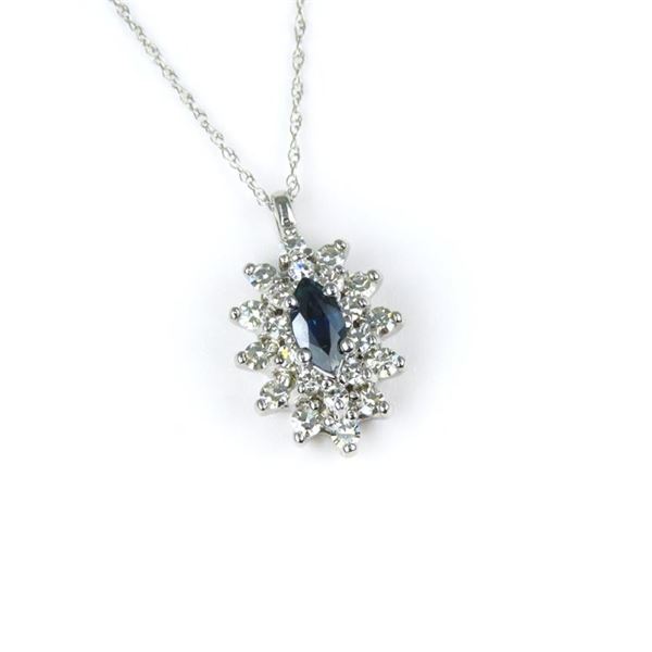 Gorgeous Blue Sapphire & Diamond Pendant.