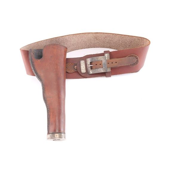 Leather & Engraved Silver Mounted Holster.