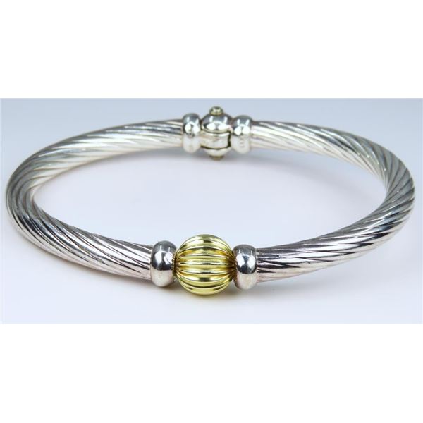 Designer Gold and Sterling Silver Bangle.