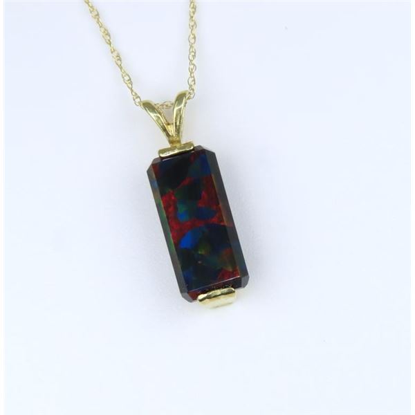 Lab Created Black Opal Pendant.