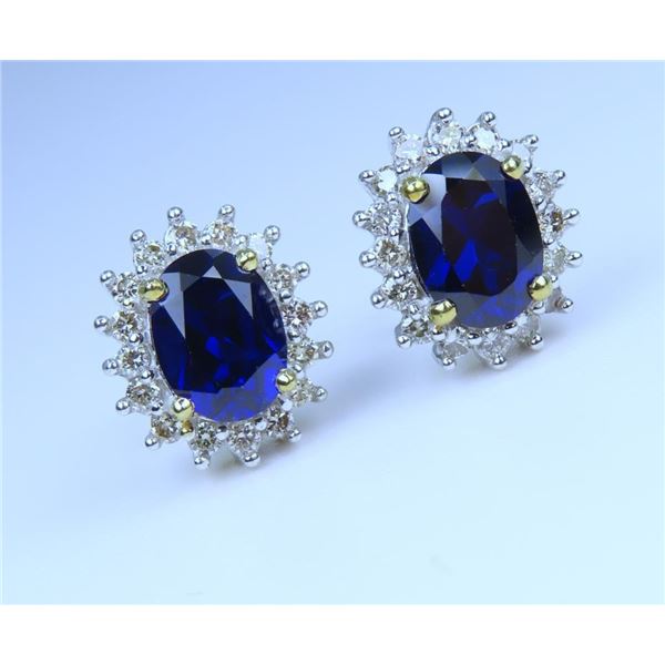 Created Sapphire & Diamond Post Earrings.