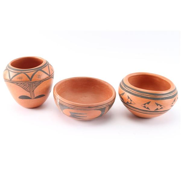 Lot of 3 Hopi Pots by  Edna Adams.