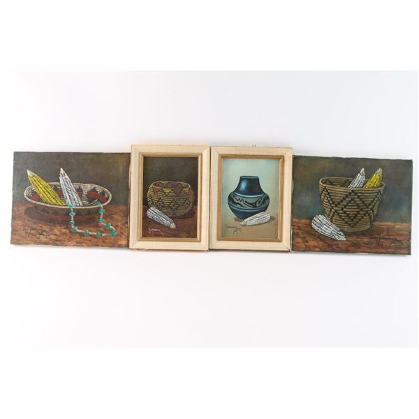 Lot of 4 Oil on Canvas