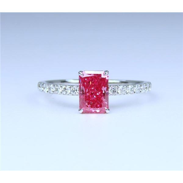 Fancy Vivid Pink Created Diamond Ring.