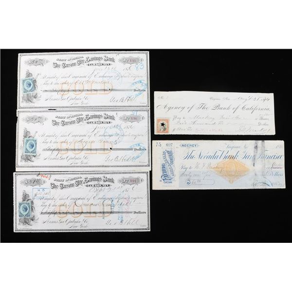 Lot of 5 1800's Checks