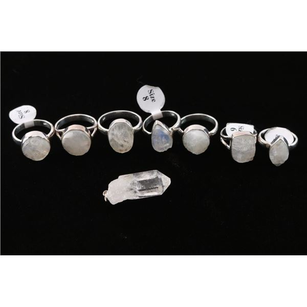 Lot of Crystal Rings & Pendant.