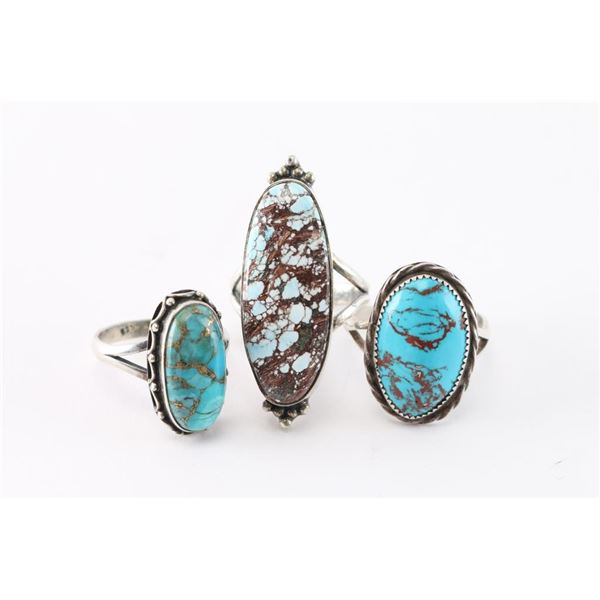 Lot of 3 Turquoise Rings.