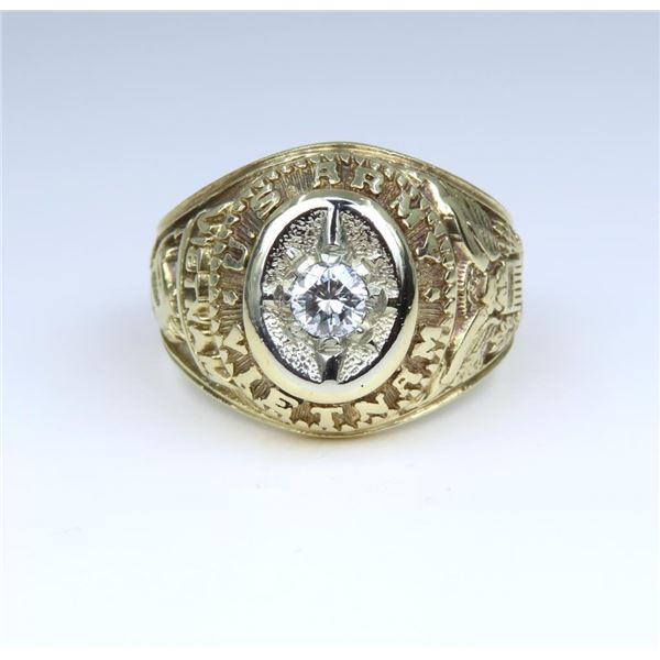 Vintage Gents U.S. Army Diamond Ring.