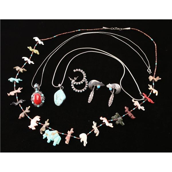 Fetish & Sterling Necklaces & Earrings.