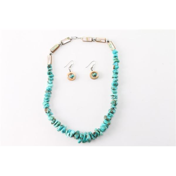 Turquoise Nugget Necklace & Earrings.