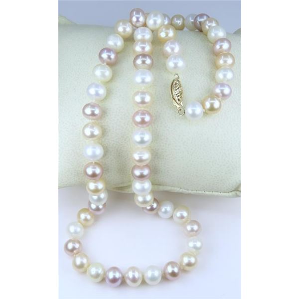 Lovely White, Blush & Golden Pearl Necklace.