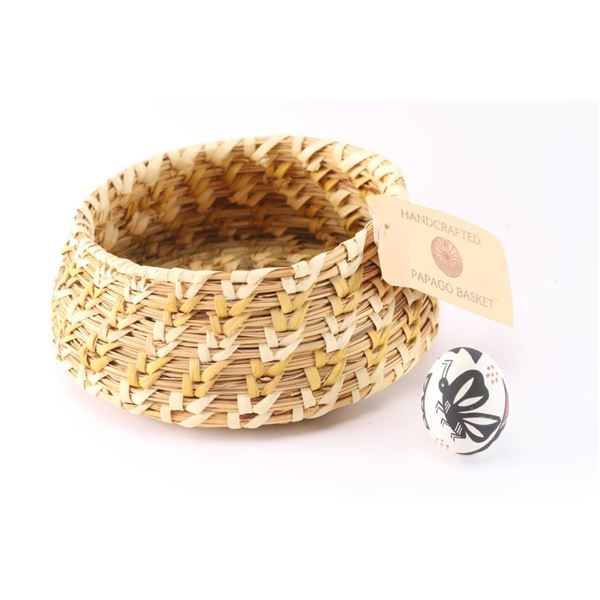 Papago Basket & Acoma Pottery Egg Lot.