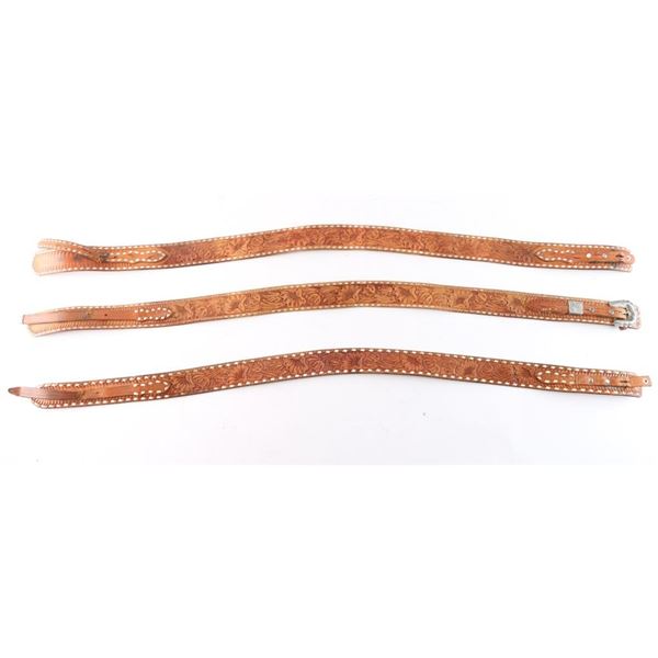 Lot of 3 Tooled Leather Belts.