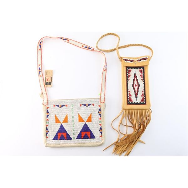 Lot of 2 Beaded Indian Bags.