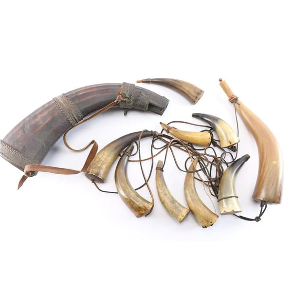 Collection of 10 Powder Horns.
