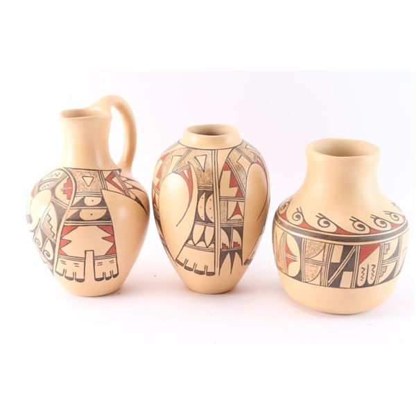 Lot of 3 Hopi Polychrome Pots