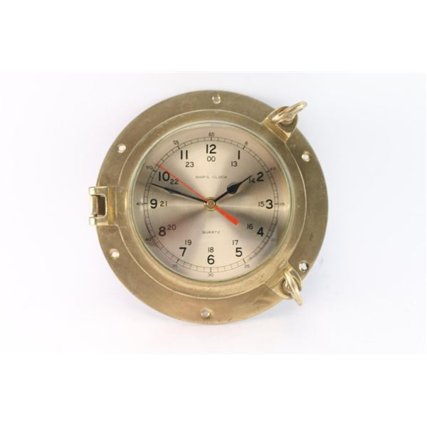 Brass Porthole Style Ship's Wall Clock.