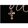 Image 2 : Gold & Multistone Cross Necklace.