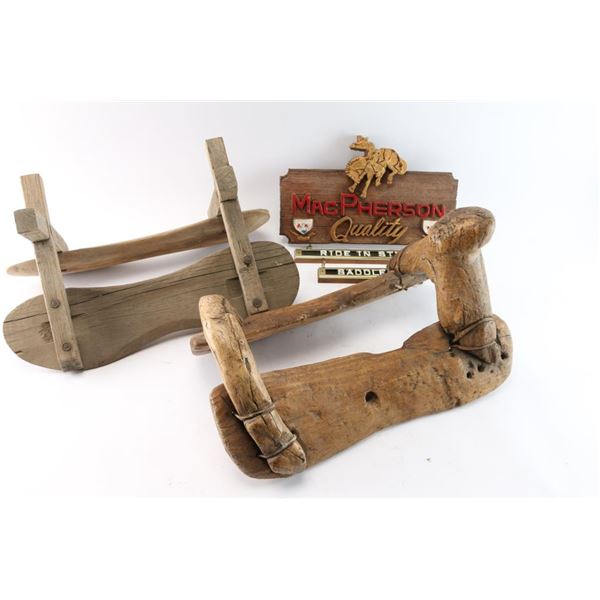 Lot of 2 Pack Saddles and Sign