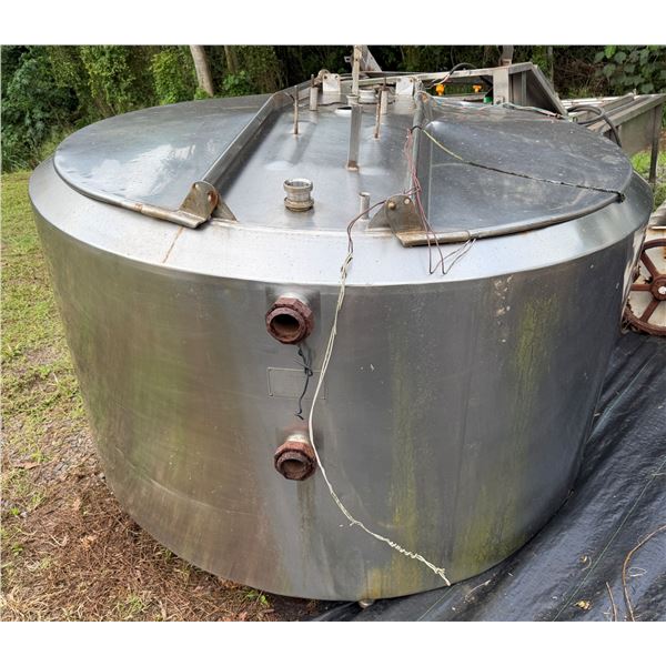 Stainless Steel Tank w/ Lid 300 Gallon Capacity 76" Dia, 48"H